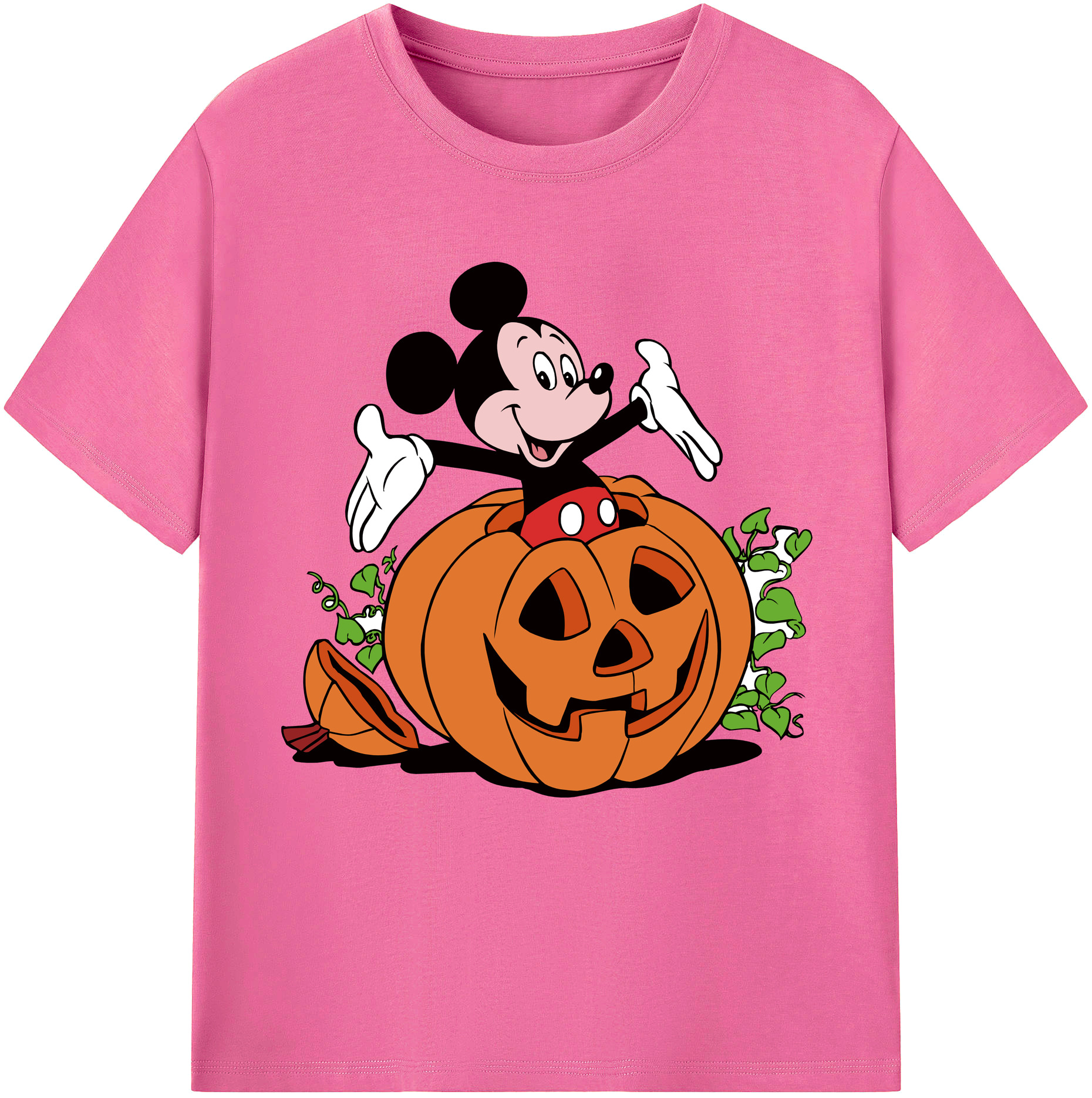 （画像用） ミッキーマウス Mickey Mouse レディースカジュアルプリントTシャツ（綿100％）